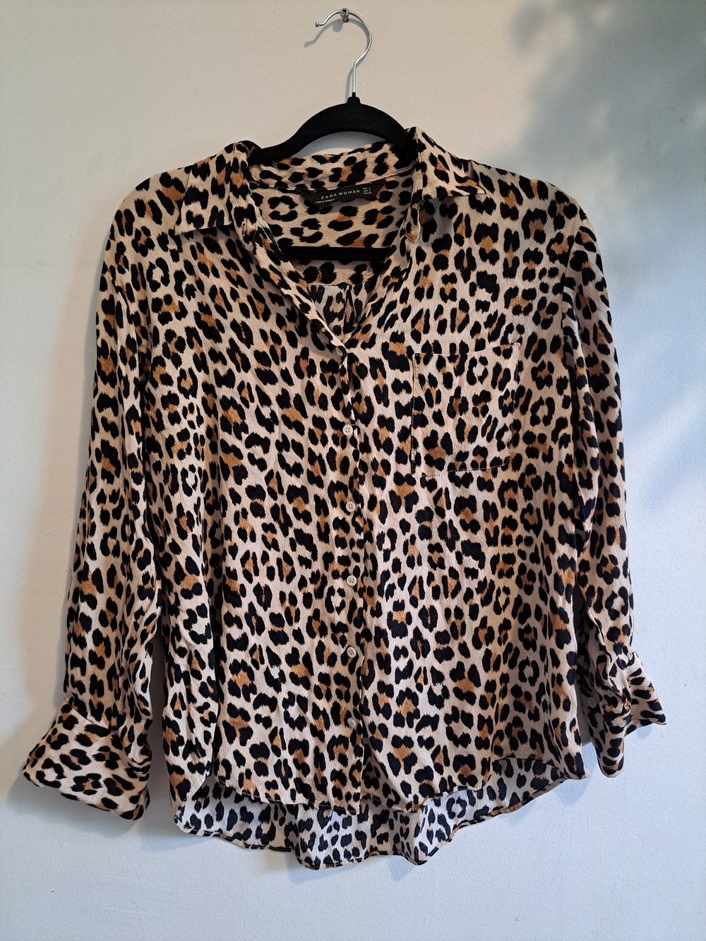 ZARA Woman Leopard Print Button-Up Blouse Size S | Animal Print - Picture 1 of 13